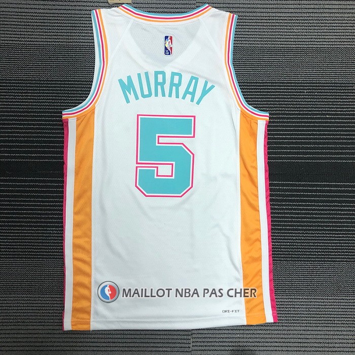 Maillot San Antonio Spurs Dejounte Murray NO 5 Ville 2021-22 Blanc